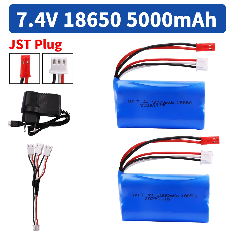 7.4V 5000mAh Lipo batteria e caricabatterie per UD1601 UD1602 SG1603 SG1604 Rc barche serbatoi droni parti 7.4V 2 S 18650 batteria JST plug