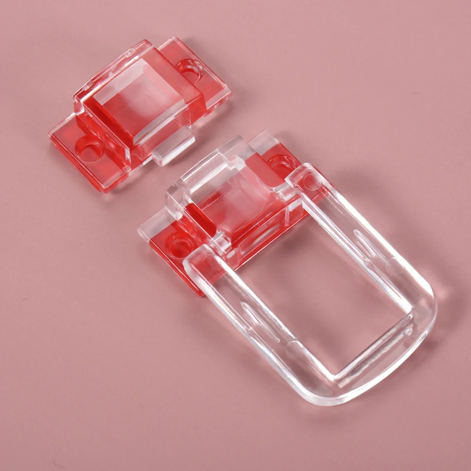 1set Self-adhesive Acrylic Lock Transparent Hasp Crystal Clear Buckle Concealed Safe Locking Jewelry Box Wine Case Chest 48mm