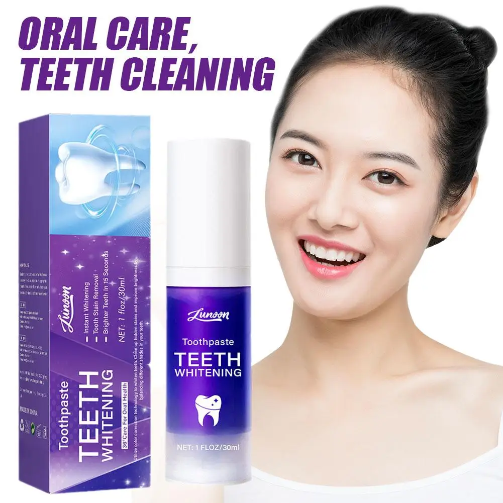 

V34 Pro Purple Corrector Teeth Whitening Toothpaste Care Plaque Stain Yellowing Care Clean Reduce Oral Removal Enamel Smile B4H8