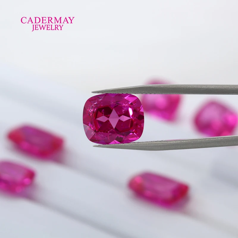 CADERMAY الوردي روبي الأحجار الكريمة المدخلات 4x6 مللي متر-12x16 مللي متر وسادة طويلة الوردي الوردي مختبر نمت روبي أحجار فضفاضة لصنع المجوهرات #5