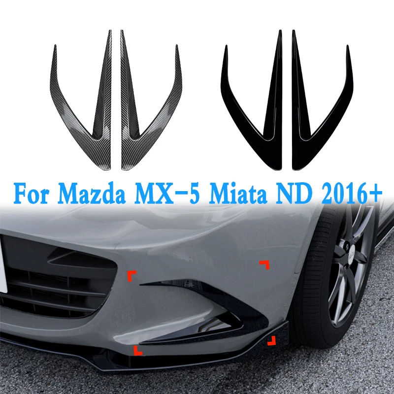 Front Bumper Cover Wind Knife ABS Glossy Fog Lamp Trim Blade Trim Light Car Accessories For Mazda MX-5 Miata ND 2016+