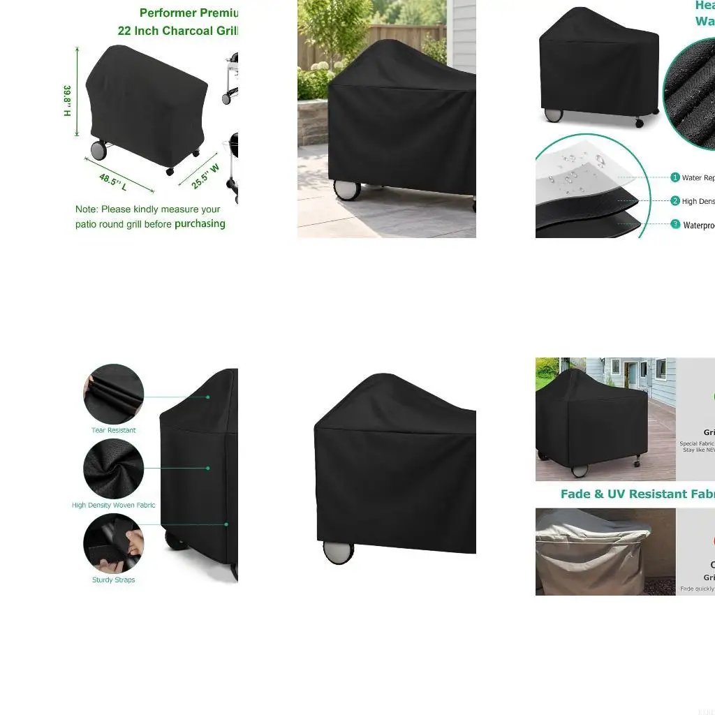Outdoor Barbecue Cover in High-Density Oxford Cloth with a Contoured Cart Profile and Hook-and-Loop Fasteners for Patio KXRE