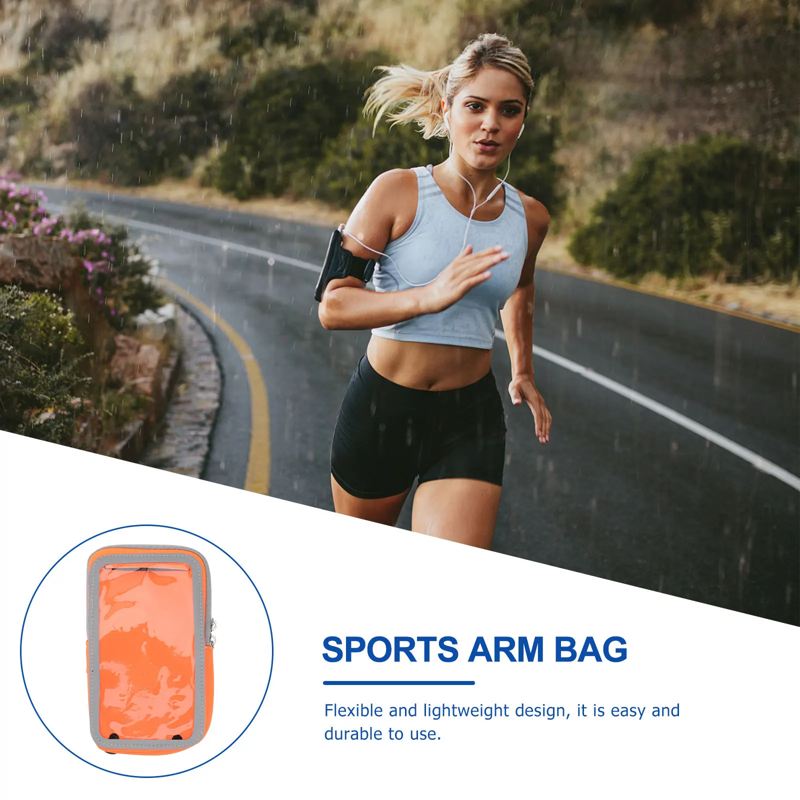 

Phone Armband for Running Lightweight Dacron Waterproof Storage Pouch with Headphone Port Secure Zipper Pocket for Keys