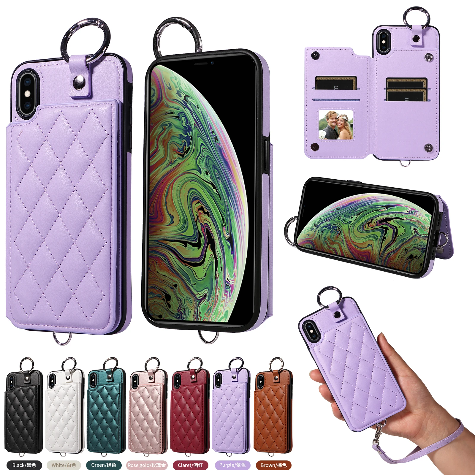 

Leather Mobile Phone Case For IPhone X/XS/XR/XS MAX PU Leather Case Kickstand Card Holder Double Magnetic Clasp And Durable