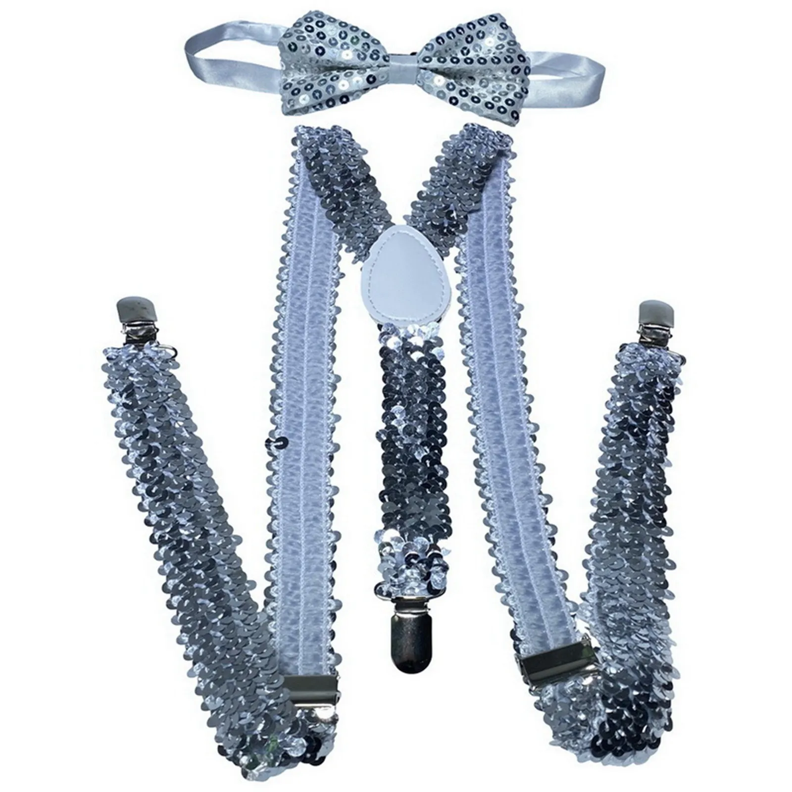 

Shinning Sequin Suspenders For Men And Woman Elastic Wide Adjustable Heavy Duty Strong Pant Clip Suspender Costume DIY Supplies