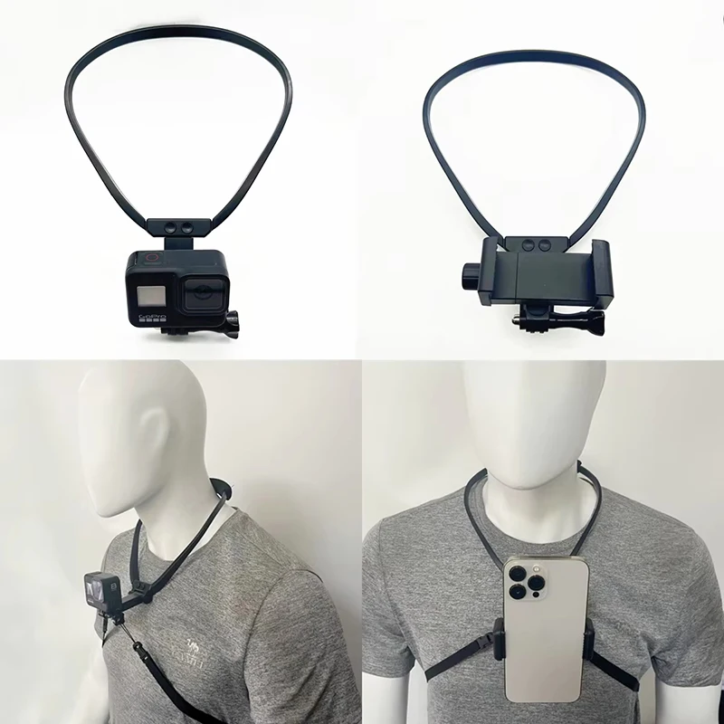 Mãos livres wearable pescoço suporte do telefone celular universal pendurado tripé suporte para iphone gopro dji ação vídeo selfie vara titular