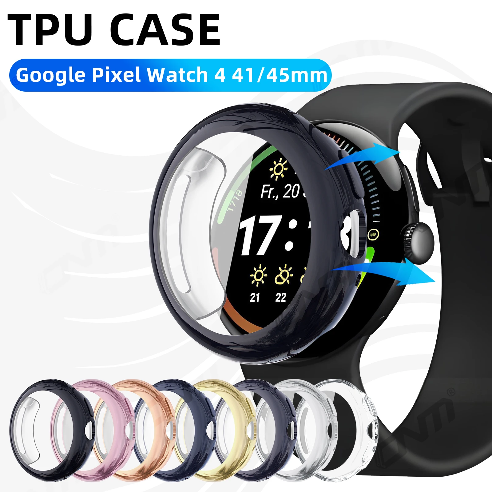 

Case for Google Pixel Watch 4 41mm 45mm Full Coverage Bumper Soft TPU Protective Case Cover - Google Watch4 Accessories
