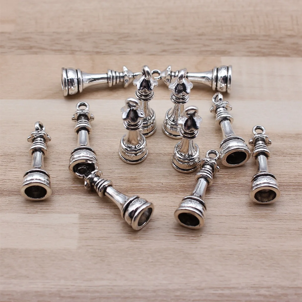 IFOCUS 12pcs/Lot Chess Charms Knight King Queen Pawn Rook Bishop Charms For DIY Jewelry Making