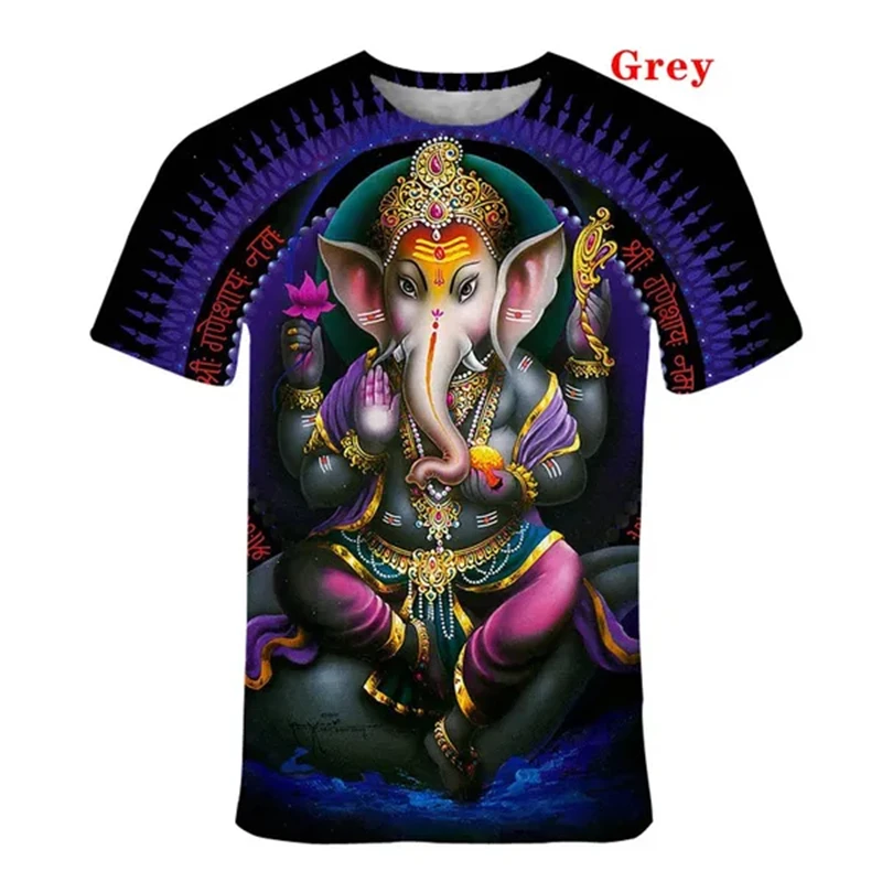 YK2 T-shirt Hindu God Shiva 3D Printed Short Sleeved Loose Pattern T-shirt Casual Men's T-shirt Retro Top  90s Aesthetic Tops