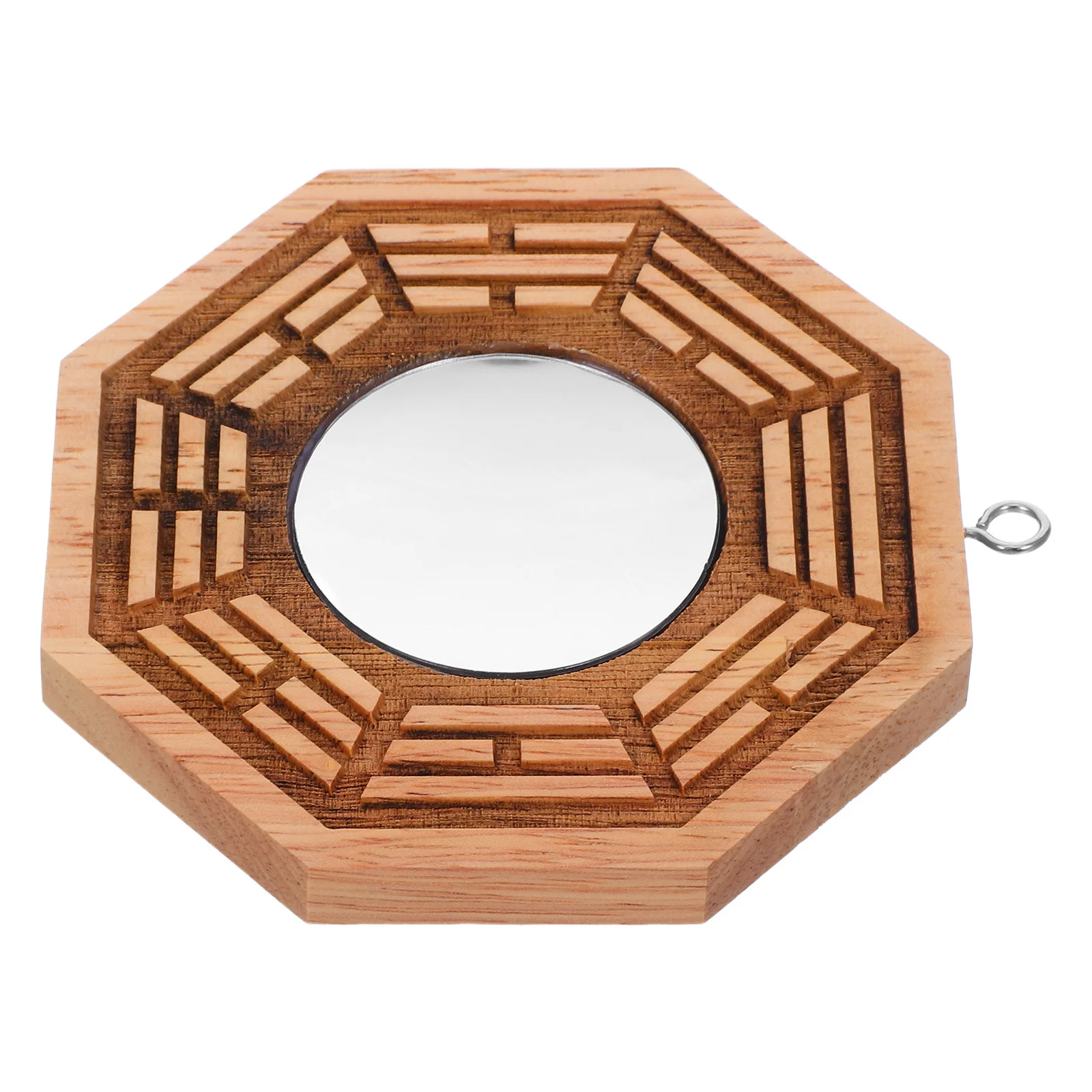 1 قطعة مرآة باغوا الخشبية يدويا الصينية محدبة فنغ شوي مرآة لحماية المنزل الثروة محظوظ ديكور #3