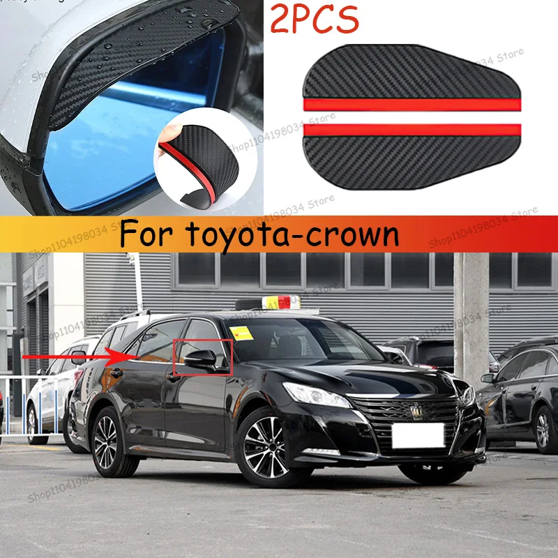

For toyota-crown Car 2PCS Carbon Fiber Sun Visor Shade Cover Car Rearview Mirror Rain Eyebrow Protector Clear Vision