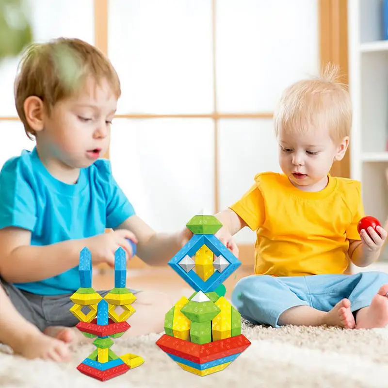 Bau Spielzeug für Kinder lernen Lehr block Stapeln 45 Stück entwickeln Feinmotorik helle Farben Montessori Lernspiel zeug