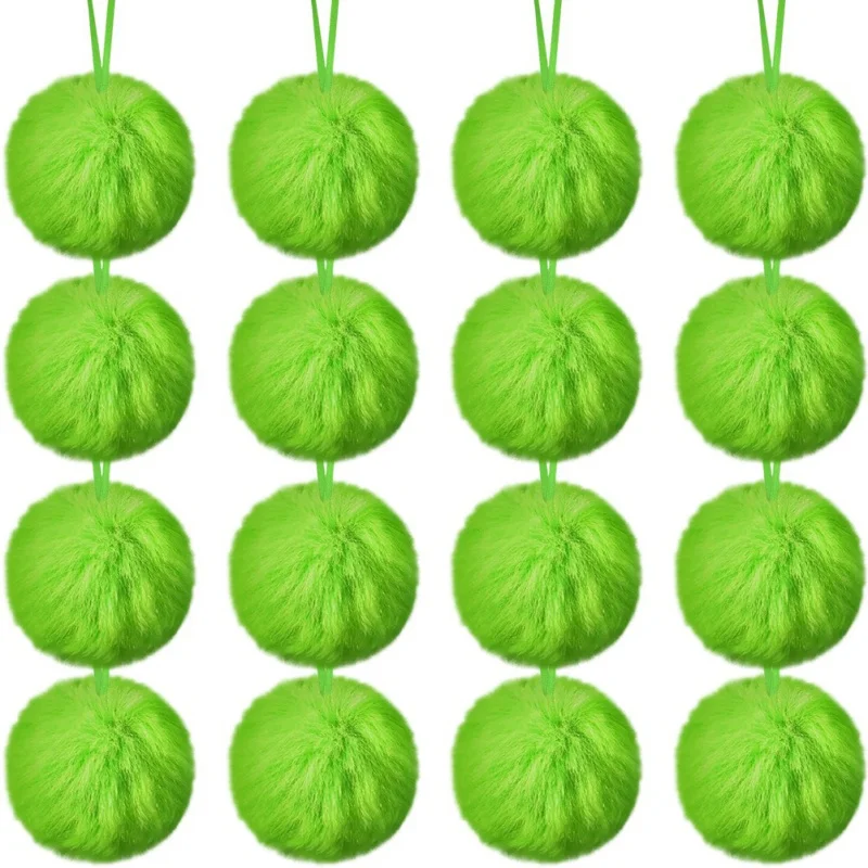 Lime Green Christmas Tree Hanging Furry Faux Ornaments For Xmas Indoor Wreath Fireplace Home Interior School Decoration