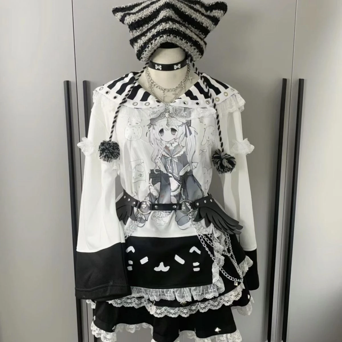 ثقافة فرعية اليابانية تي شيرت المرأة كم طويل مطبوعة مثير تيز أبلى Kawaii الملابس بلوزة مطبوعة Y2k بلايز شيك Harajuku #2