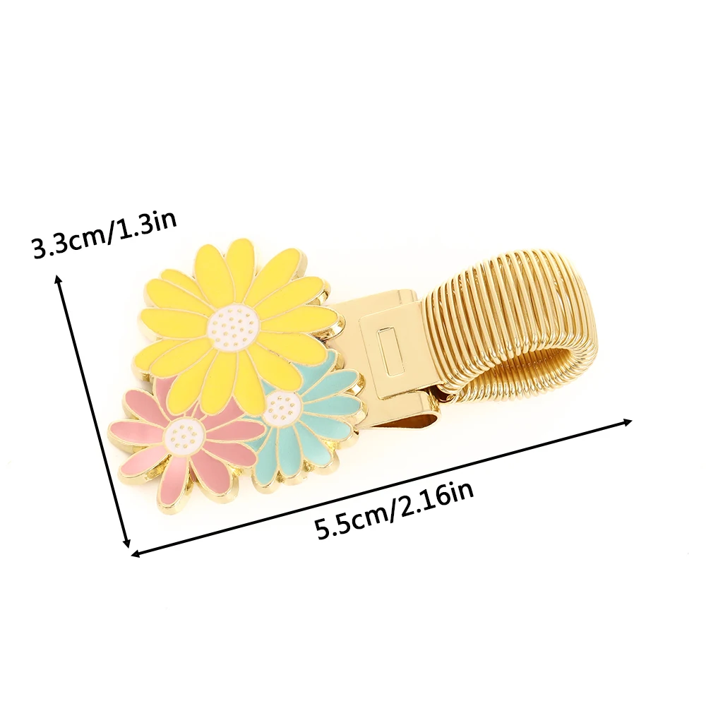 1pc Flower themed metal pen holder with spring metal clip, used for handwriting, notebooks, and student office stationery