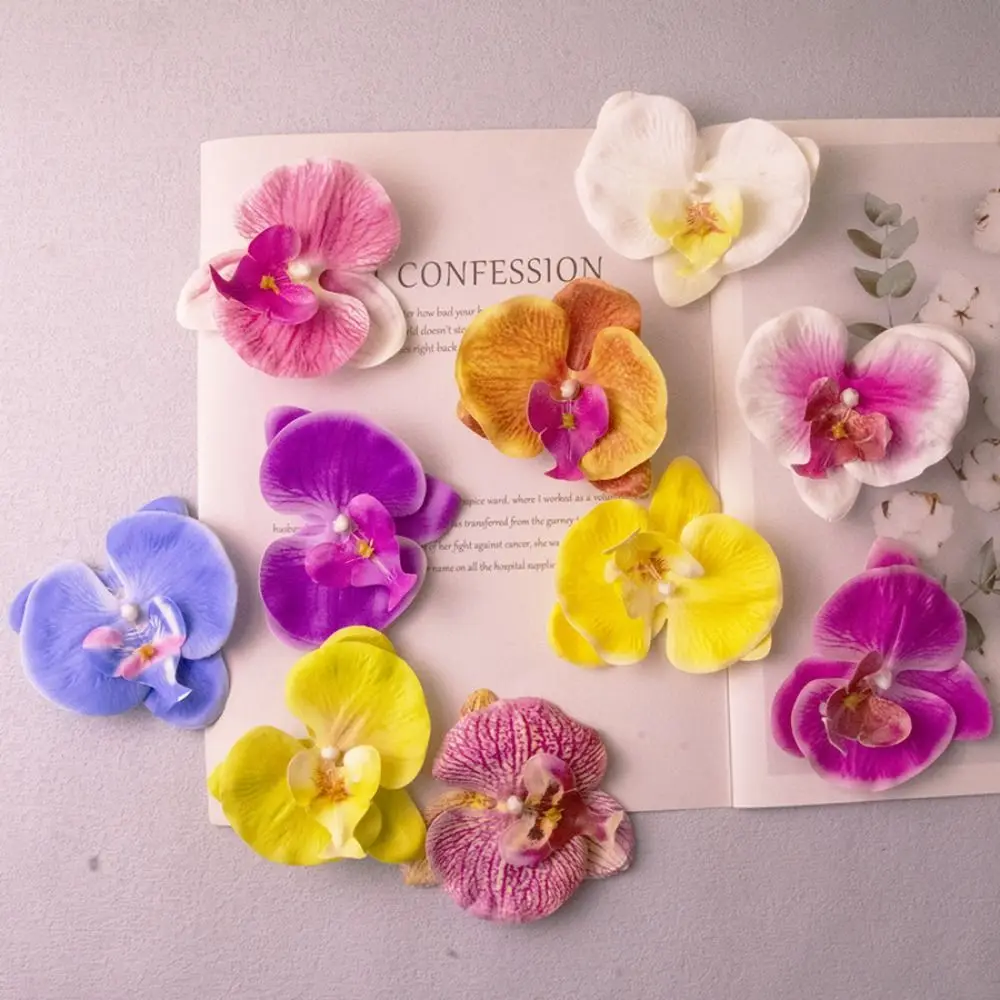 2 stks Koreaanse Stijl Vlinder Orchidee Kunstbloem Handgemaakte Scrapbooking Kunstmatige Vlinder Orchidee DIY 8.5 cm