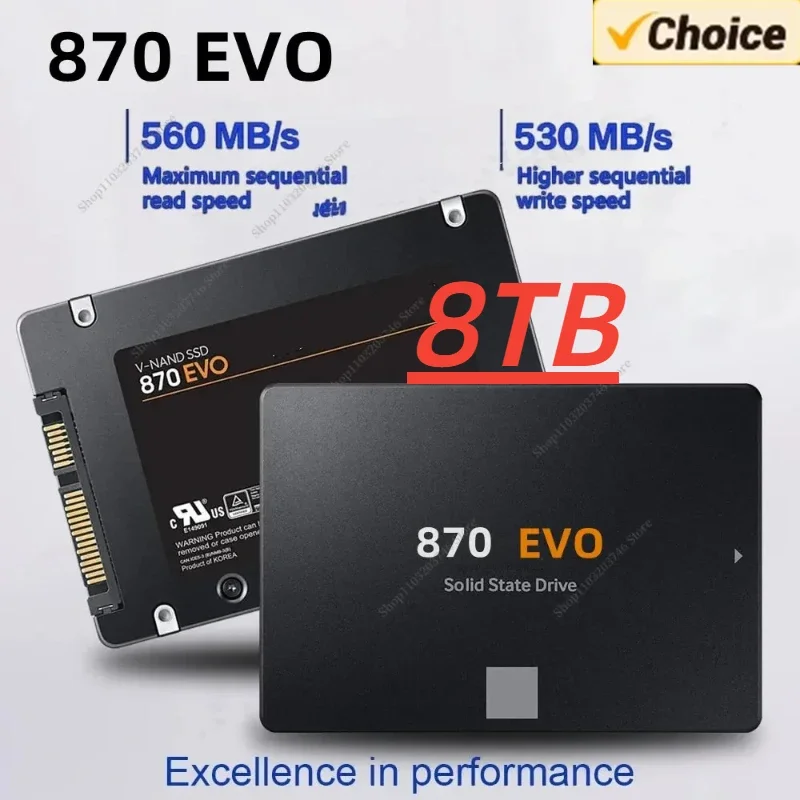 

100% New 870 EVO 1TB 2TB 4TB 8TB SSD Internal Solid State Drive 2.5 Inches Hard Disk SATA III MLC for PC PS4 Desktop PS5 Laptop