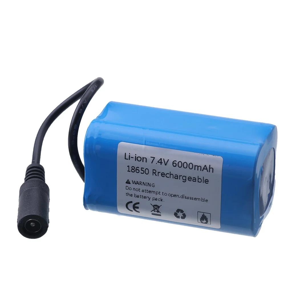 7.4V 6000mAh 18650 Li-ion Battery Pack with Charger for Remote Control RC Fishing Bait Boat T188 T888 2011-5 V007 C18 H18