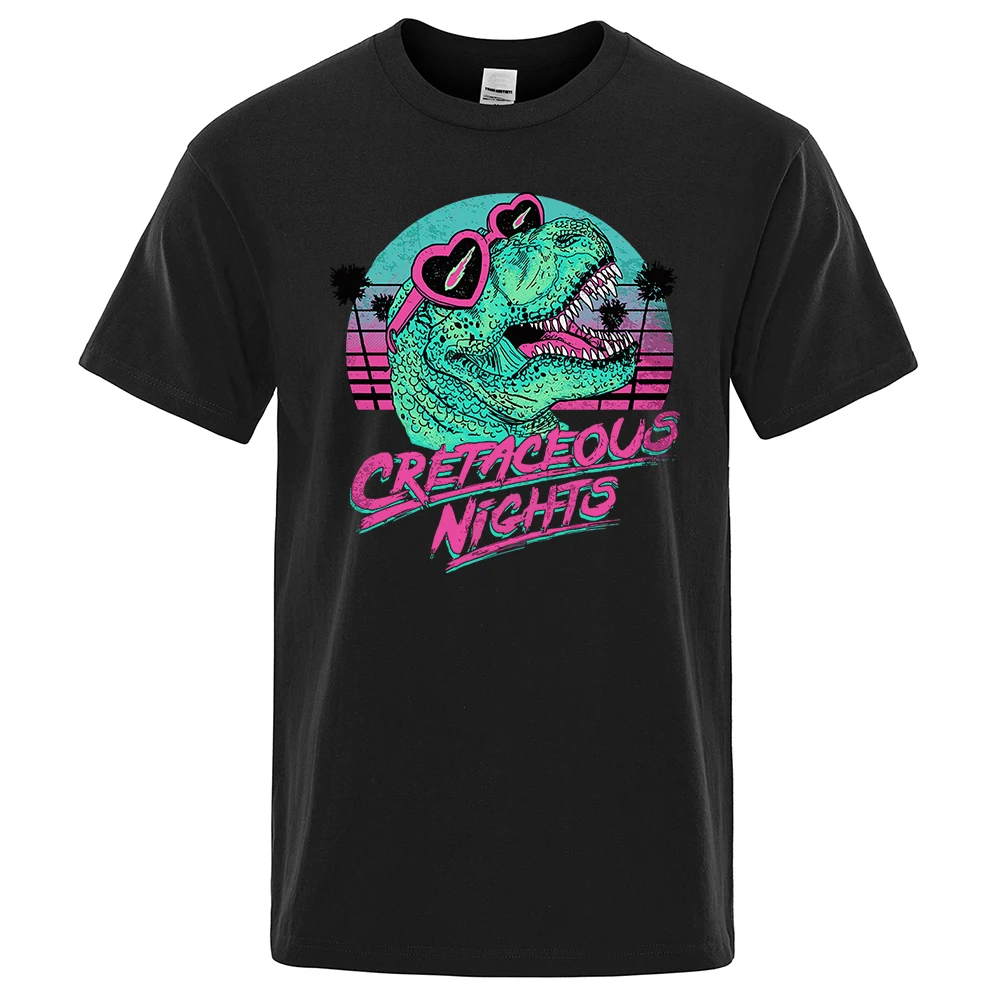 Cretaceous Nights Sunglasses Dinosaur Cool Mens T Shirts Loose Summer Tshirt Street Tee Clothes Cotton High Quality O-Neck Tops