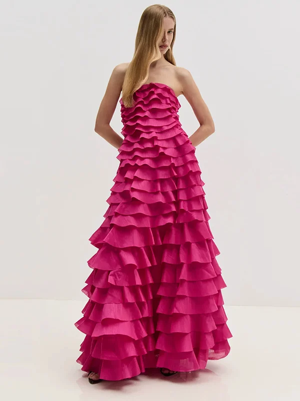 

Пляжное платье VGH с открытыми плечами, с высокой талией, А-силуэт, макси-платье, элегантное, для лета, весны, осени