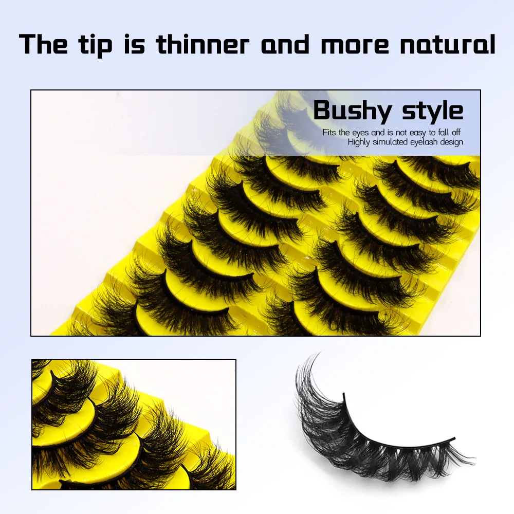 10 pairs of thick false eyelashes, natural lengthening of false eyelashes, black stems, whole 6D lightweight lashes, dramatic im