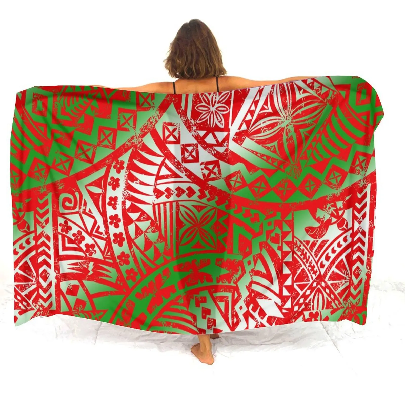 

Женская тропическая легкая настраиваемая юбка-саронг из полинезийского папоротника в джунглях, юбка с запахом от бассейна до пирсинга, выходного дня, праздник