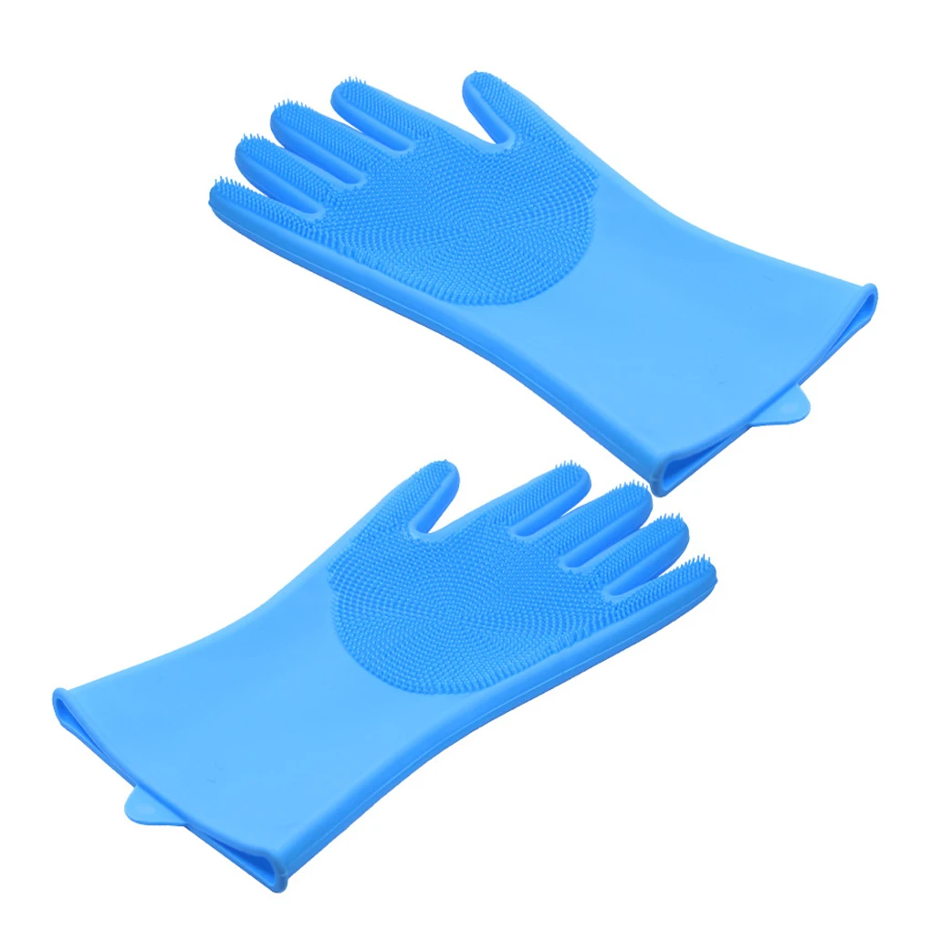 1 Pair Dishwashing Gloves with Scrubber Cleaning Scrub Tools Purple