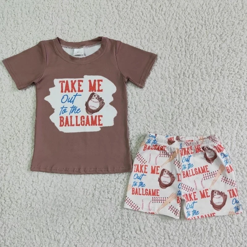 

Wholesale Baby Boy Summer Clothes Toddler Short Sleeves Shirt Tops Children Baseball Shorts Kids Infant Outfit Set