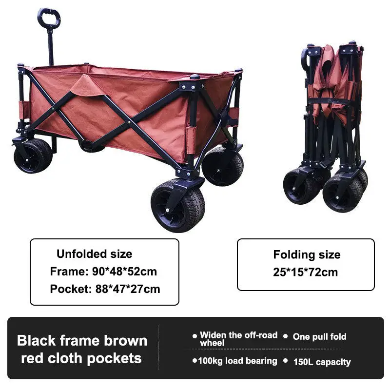 Outdoor walk camping beach wagon cart foldable beach trolley wagon with 4 wheels