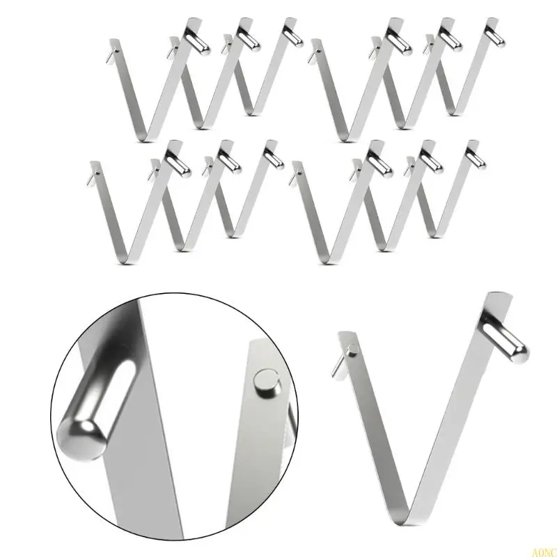 A0NC 12PCS Pool Cleaning Clips Stainless Steel V Design Skimmer Securing Tool