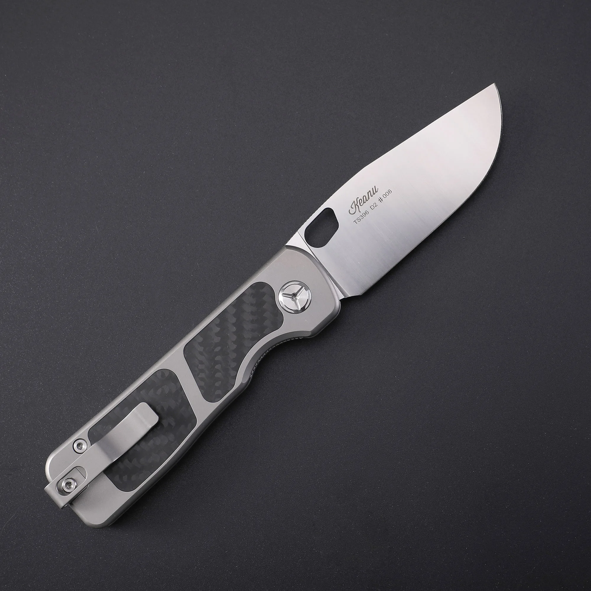 TOW SUN TS396 Tactical High-end Folding Knife D2 Steel Carbon Fiber Titaniu Handle Hunting Hiking Camping EDC Pocketknives