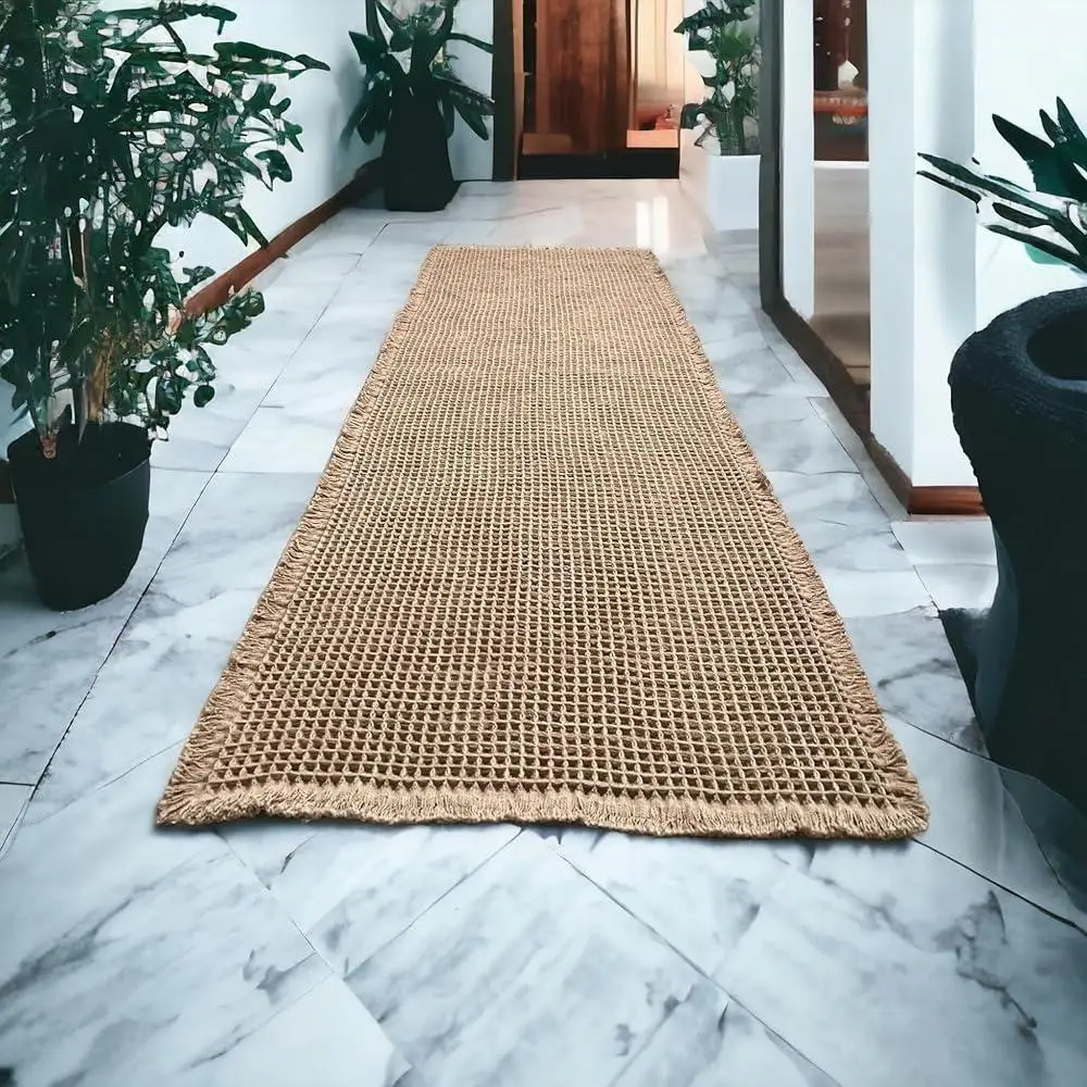 Super Absorbent Non-Slip Waffle Bath Mat Machine Washable Rubber Backed Bathroom Rugs with Tassels Soft Bathroom Decor Quick