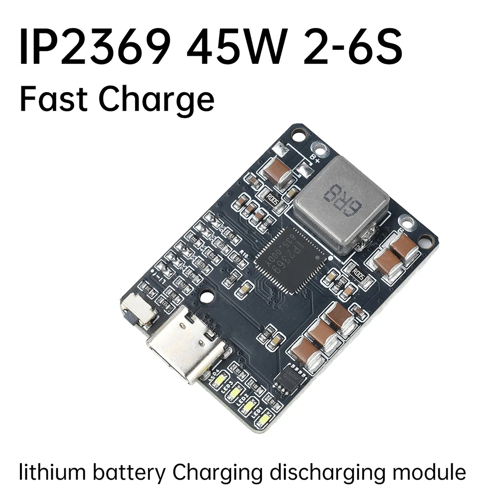 IP2369 45W 2S ~ 6S Carregador de bateria de lítio/módulo descarregador Tipo-C PD3.1 Carregamento rápido 3S 4S 5S Li-ion/LiFePO4 Baterias BMS