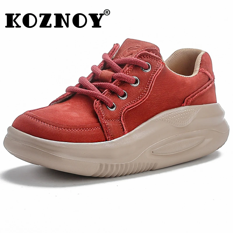 Koznoy 4cm krowa zamsz naturalny czółenka z naturalnej skóry Pils Mules masywne buty damskie buty na obcasie na platformie jesienne buty