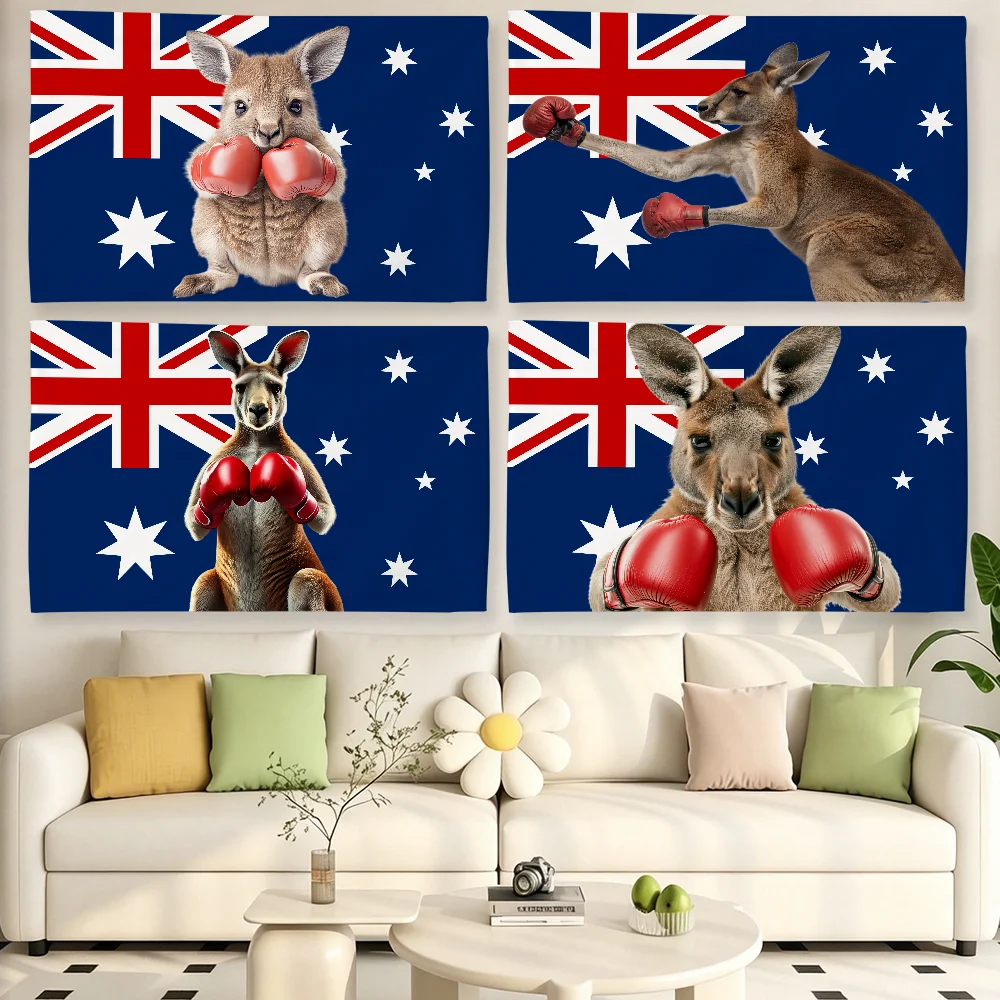 Outdoor Camping Australia - ธงออสเตรเลียรูปกวางจิงโจ้สำหรับตกแต่งห้องนั่งเล่น หอพัก ตกแต่งผนัง ปาร์ตี้ แคมป์ปิ้งกลางแจ้ง ของขวัญ
