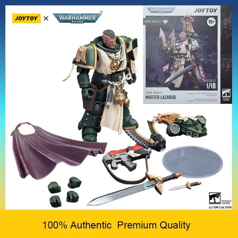 En Stock JOYTOY Warhammer 40K Dark Angels Master Lazarus 1/18 Figura de Acción Articulada de Alta Definición, Modelo Coleccionable de Ciencia Ficción