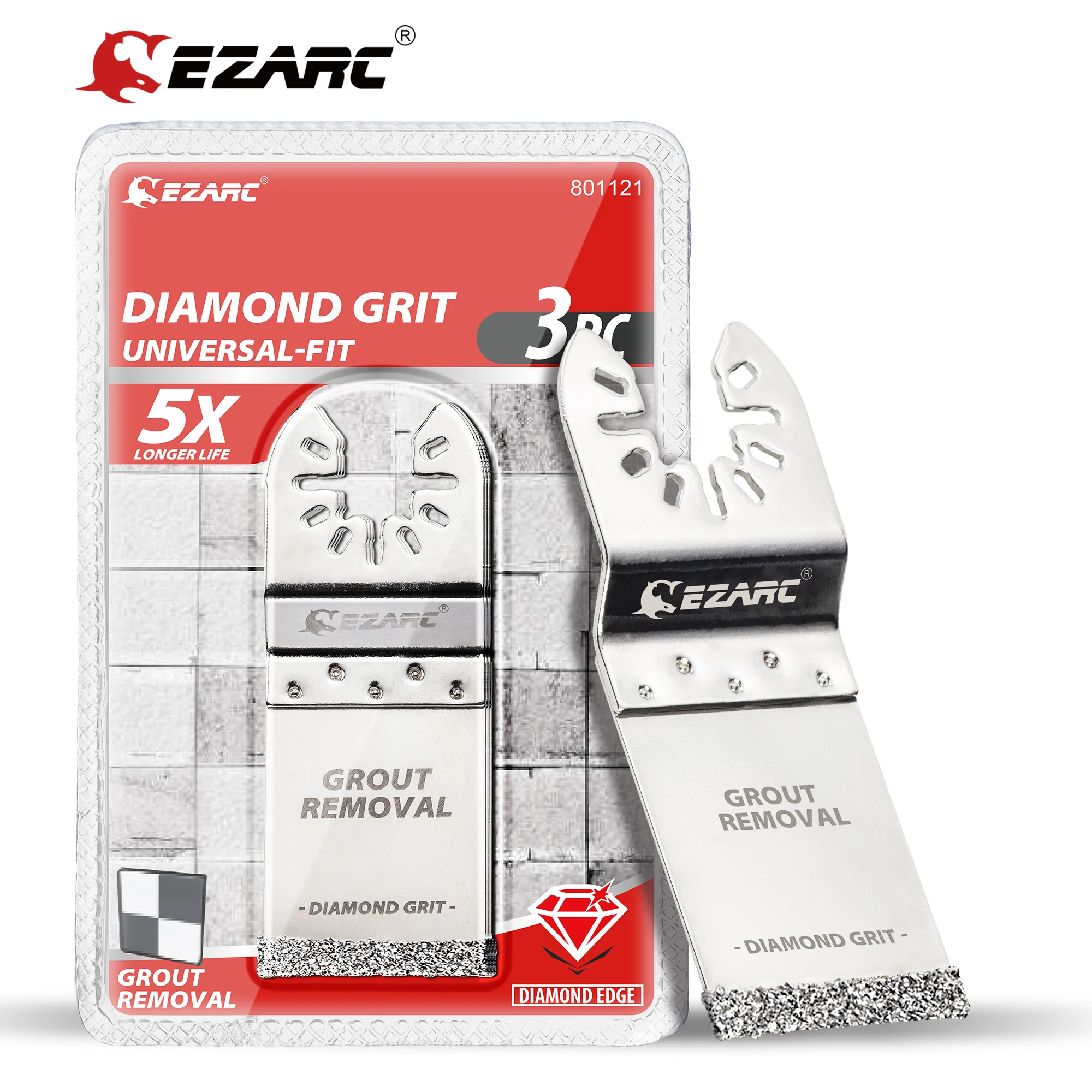 EZARC 3Pc Diamant Oszillierende Klinge Flush Schneiden Oszillierende Multi Tool Sägeblätter für Mörtel Entfernung Mörtel Weiche Fliesen Cut DO34F