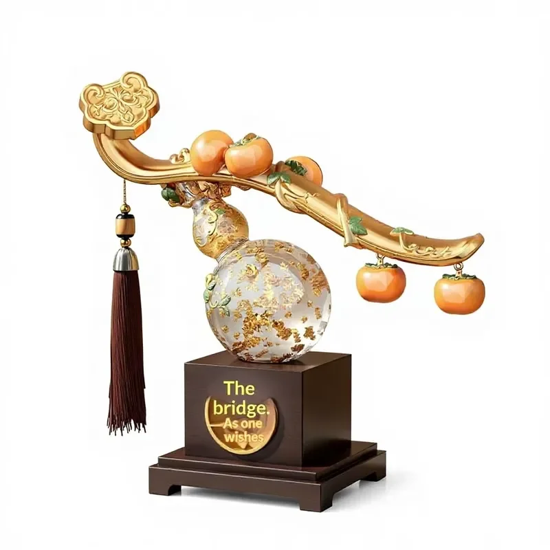New Chinese resin gourd ornament Ruyi gold foil pattern light luxury high-end living room TV/wine cabinet decoration