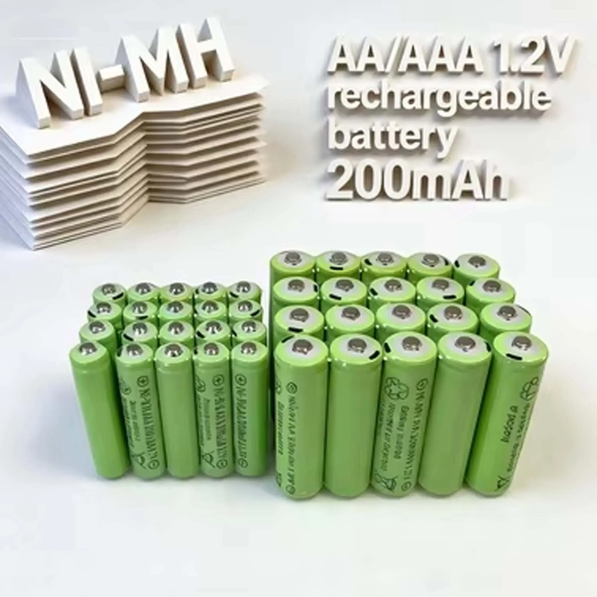 

Premium AA AAA 200mAh Rechargeable Batteries 1-100PCS For Game Controllers Testers LED Devices