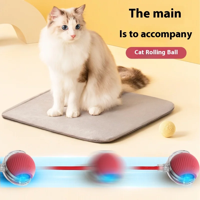 Smart Cat Ball Toys Electric Rolling Ball Interactive Pet Toy Hunting play Long Tail Toy for Cats USB Chargeable Cat Accessories