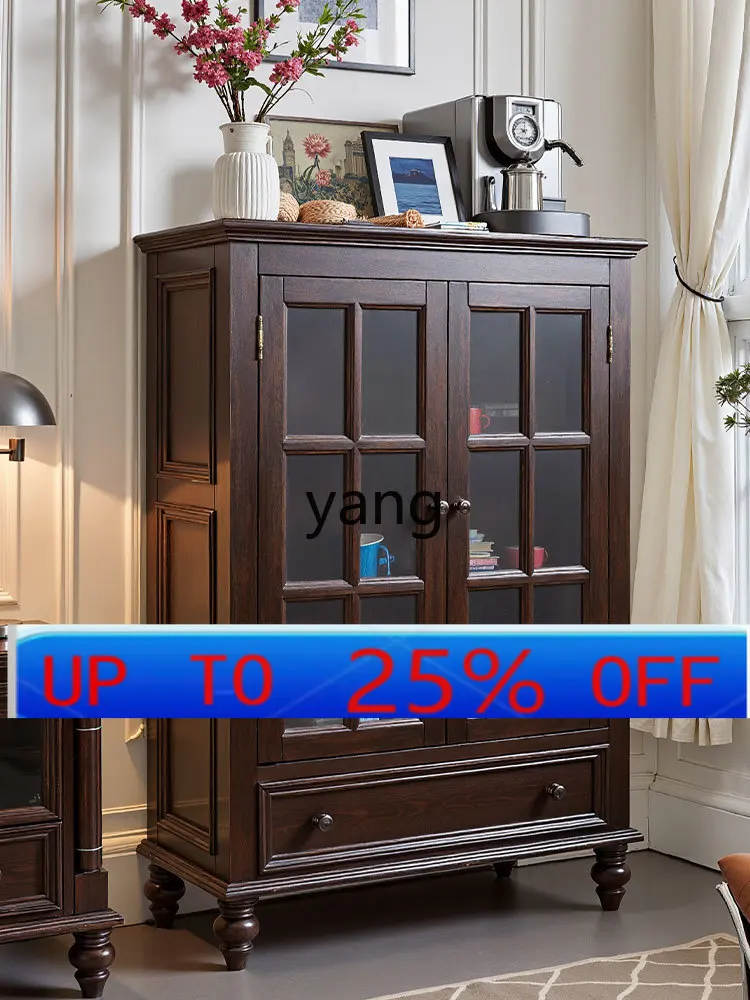 

lmm American Style Solid Wood Vintage Double Door TV Cabinet Storage Dining Room Entryway Cabinet Wall-Mounted Display Cabinet