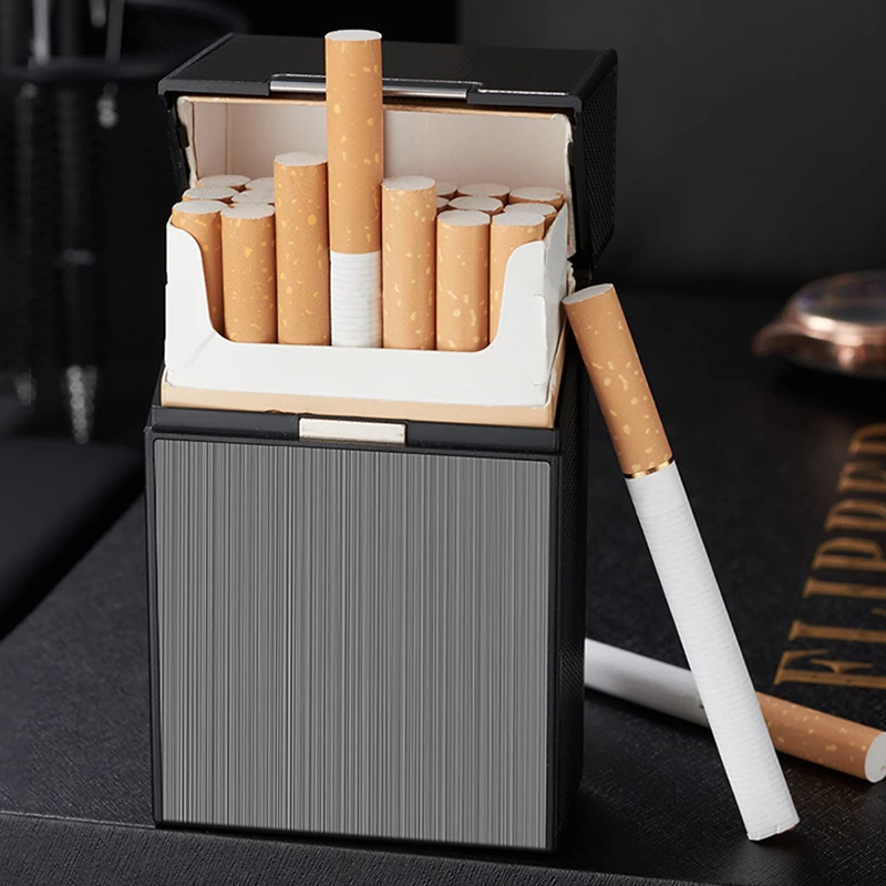 

Portable Cigarette Case Metal Smoking Cigarette Box 20pcs Capacity Tobacco Holder Cigarettes Pack Cover Storage Box Men's Gadget