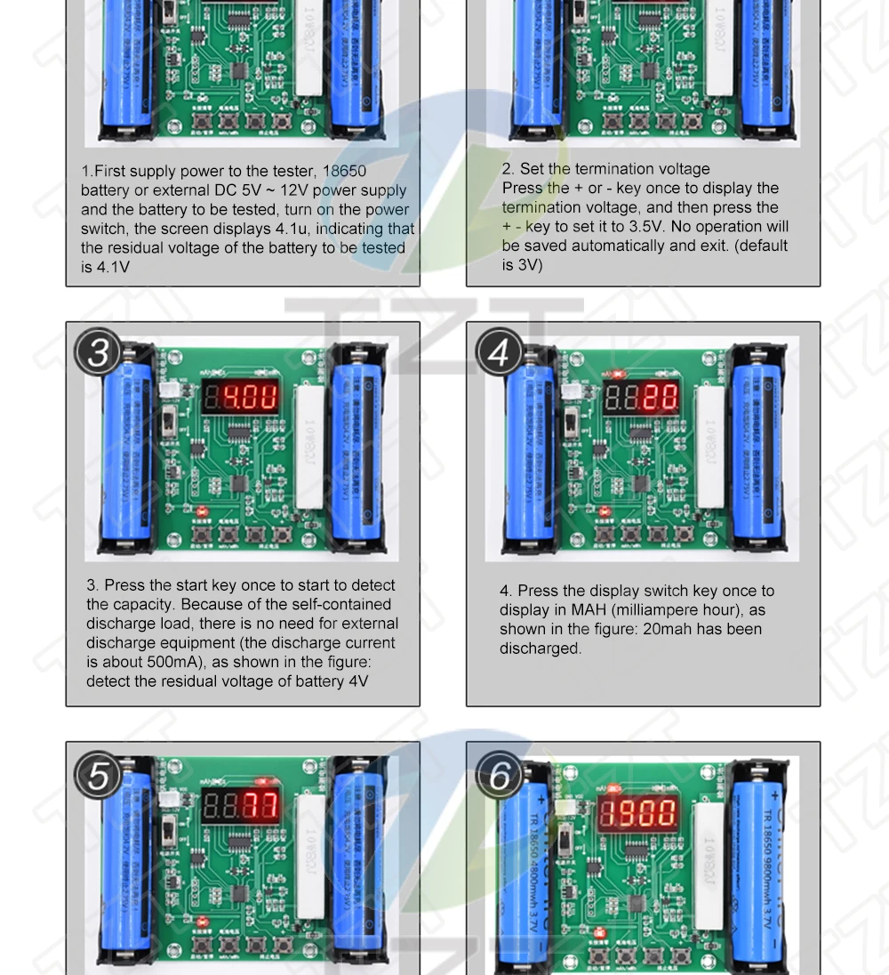 XH-M240 18650 Lithium-Batterie Kapazitäts- und Spannungsanzeige-Testmodul TZT Entladungs-Elektronik-Batteriespannungs-Testmodul – Detail 4