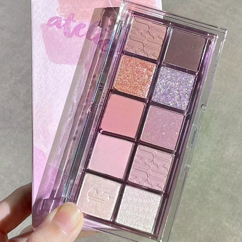 DIKALU Low Saturation 10 Colors Eyeshadow Palette Nude Shimmer Pearly Matte Earth Color Shiny Powder Eye Shadow Eye Pigments