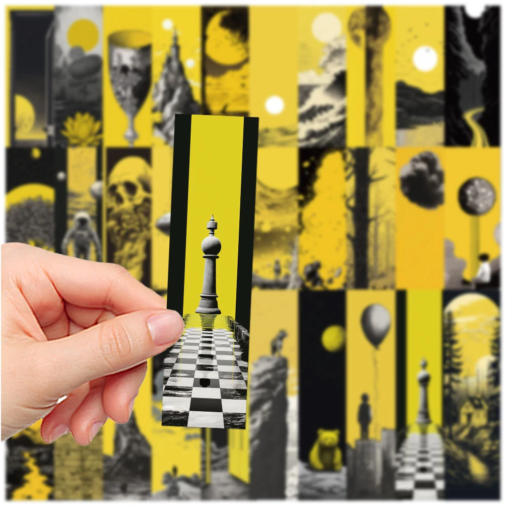 30PCS Sunlight Yellow Exquisite Paper bookmark Artistic Style Pages Book Mark Cartoon Printing Annotated Notebook Clip Gifts