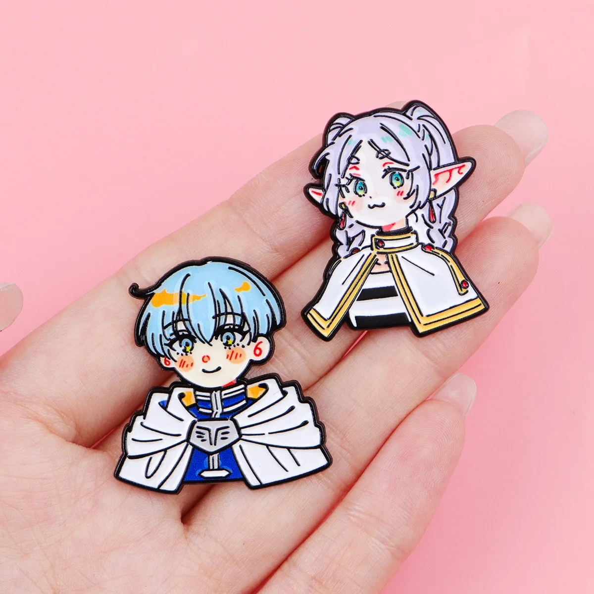 2PC Anime Frieren Elf Girl Enamel Pin Manga Badges on Backpack Manga Brooches Hat Lapel Pins Cosplay Accessories Couple Gifts