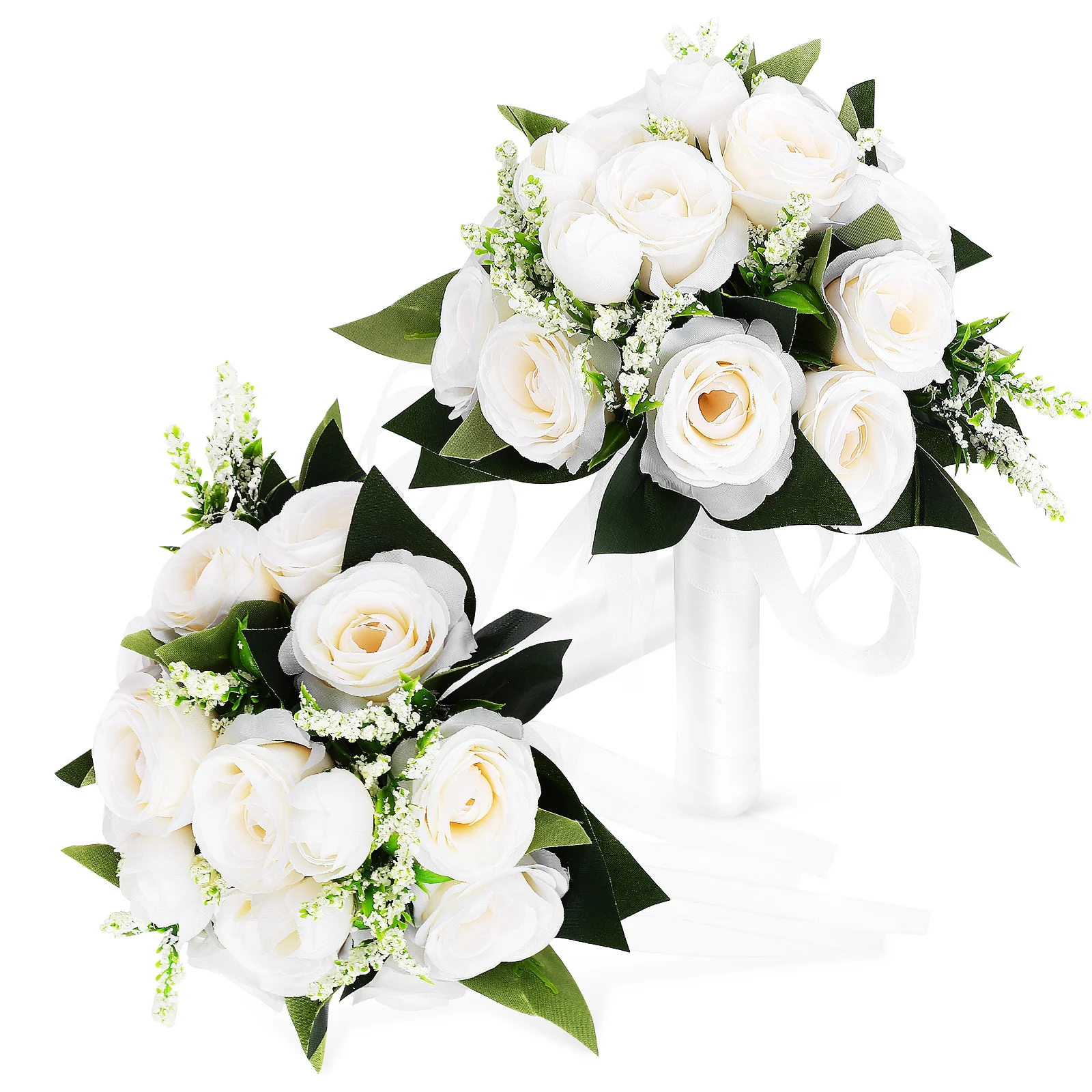 

Bridal Bouquet 1 Piece White Artificial Roses Wedding H held Photography Props Long Lasting Elegant Flowers For Bride