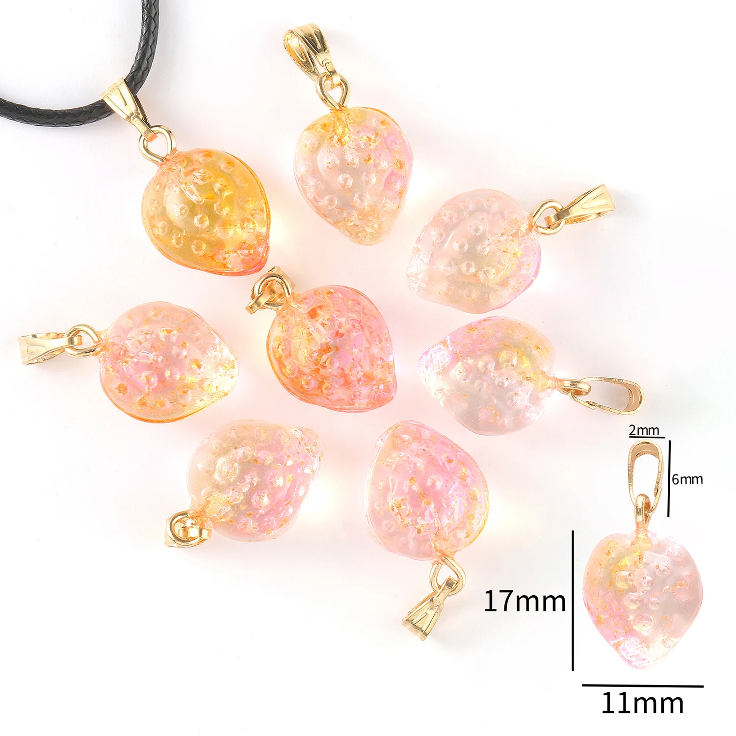 Czech Lampwork Crystal Glass Cross Pendants Heart Strawberry Peach Ball Handicraft Bead For Jewelry Making DIY Bracelet Necklace