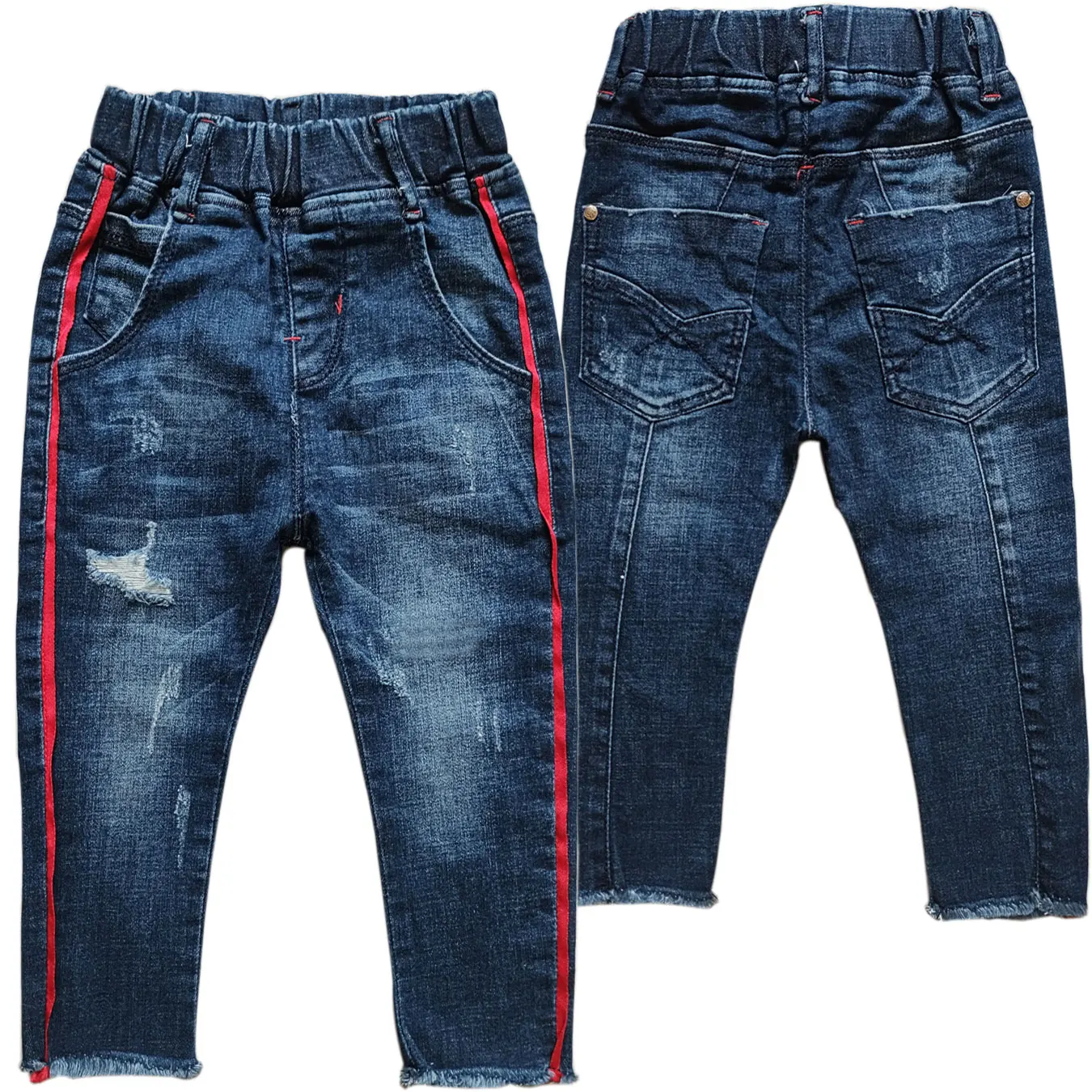 5127 12M-3Y  kids jeans baby boys jeans navy blue soft denim  elastic waist elastic waist