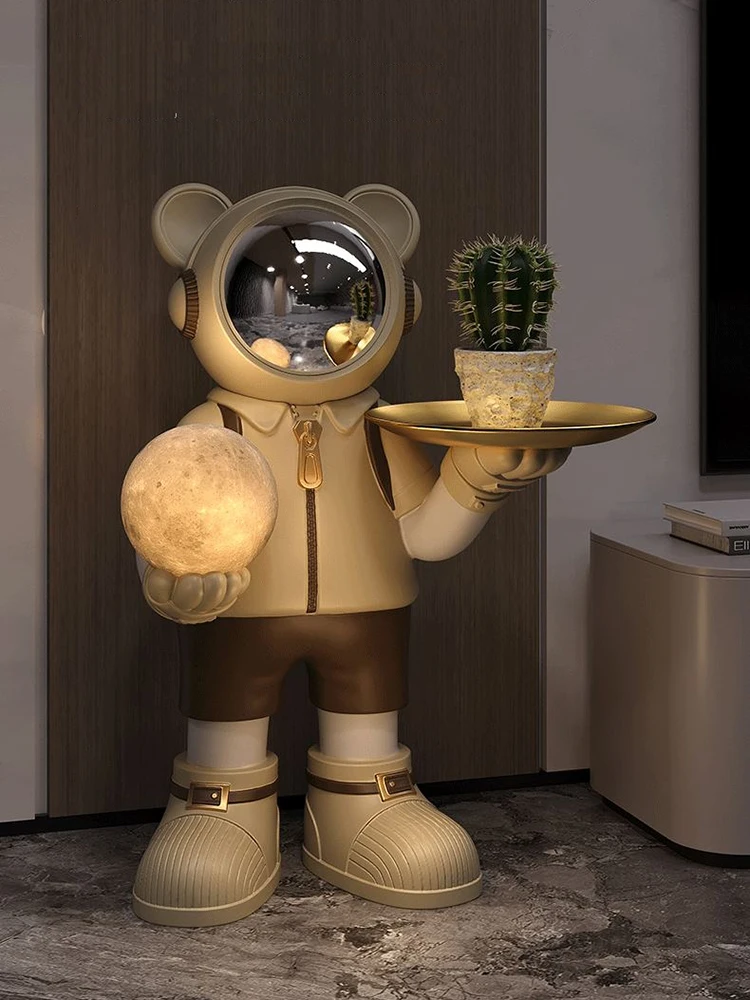 Home Decor Astronaut Bear Statue Tray Storage Decor Light Luxury Style Room Decor Storage Rack Living Room Side Table Tea tables